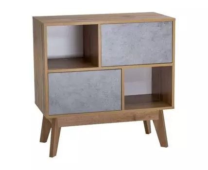 Комод Хелен (Низкие, 40 см, Полки, Под телевизор, Серый, 80 см)