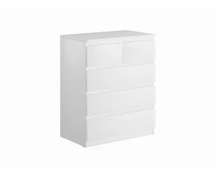 Комод МАЛЬТА высокий с пятью выдвижными ящиками, цвет белый
