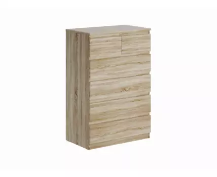 Комод МАЛЬТА высокий с шестью выдвижными ящиками, цвет Дуб Сонома