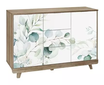 Комод Мегаполис (Низкие, 40 см, Полки, Под телевизор, Коричневое дерево, 120 см)