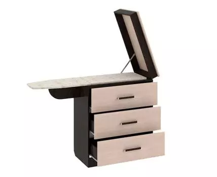 Комод Мирт (Высокие, 40 см, Ящики, Гладильные, Темное-светлое дерево, 80 см)