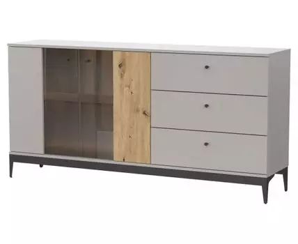 Комод Нордик (87, 40 см, Без подсветки, Полки, Под телевизор, Серый, 175)