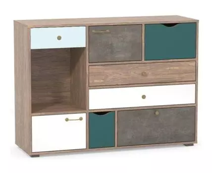 Комод Вайс 10.104 морское дерево винтаж К 015PW / камень темный / бензин 0244 SU / белый премиум