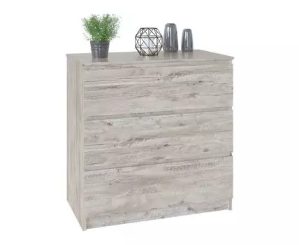 Комод Вайт 2 (Низкие, Неглубокие, Ящики, Под телевизор, Светлое дерево, 80 см)