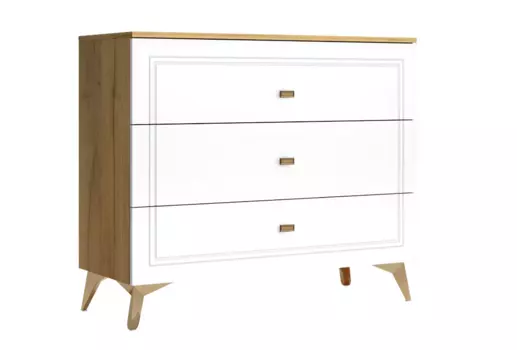 Комод Вега Сапфир Дуб золотистый / Белый глянец