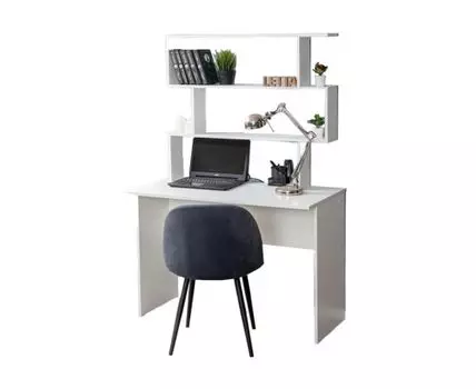 Компьютерный стол Дижон с надстройкой 110х55х161 белое тиснение