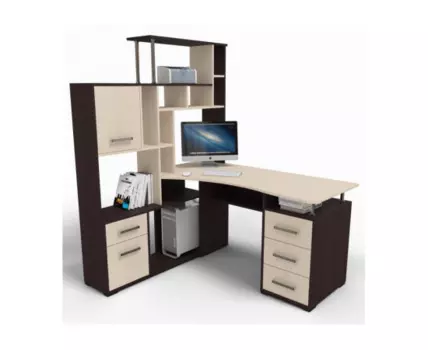 Компьютерный стол Джаз-15 левый венге / дуб молочный