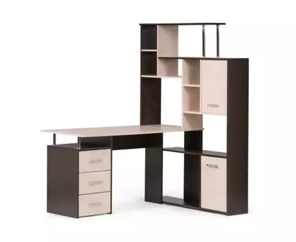 Компьютерный стол КС-15 142,7х130х175,2 венге / дуб молочный правый