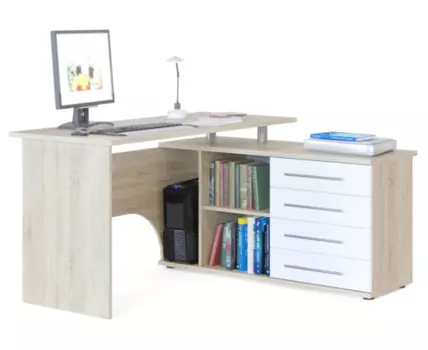 Компьютерный стол КСТ-109П правый дуб сонома / белый