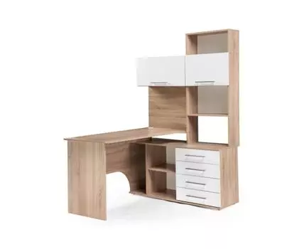 Компьютерный стол КСТ-14П 140х123,5х182,8 правый дуб сонома / белый