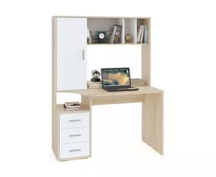 Компьютерный стол КСТ-16 120х60х160 левый дуб сонома / белый