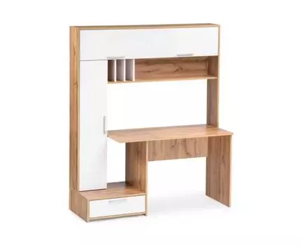 Компьютерный стол Лайт 03.243 150х57х180 дуб золотой (craft) / белый премиум