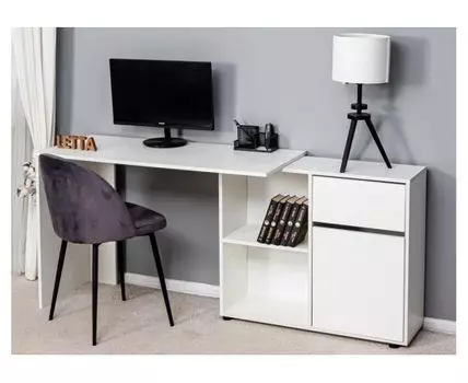 Компьютерный стол Мэдди с ящиками белое тиснение