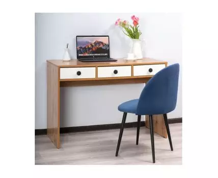 Компьютерный стол Николетта 3 ящика 110х50х75 белое тиснение / дуб вотан