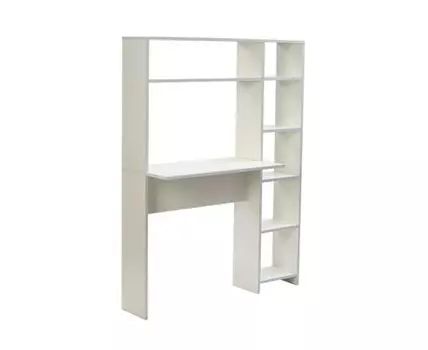 Компьютерный стол Тулон со стеллажом белое тиснение