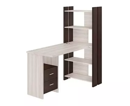 Компьютерный стол Турук (152, 70, С тумбой, Прямые, Темное-светлое дерево, 132)