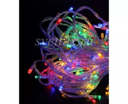 Комплект 3 Разноцветных Нити по 20м c Контроллером, 600 LED, Провод Прозрачный Силикон, IP65