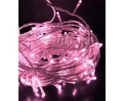 Комплект 3 Светло-Розовых Нити по 20м c Контроллером, 600 LED, Провод Прозрачный Силикон, IP65