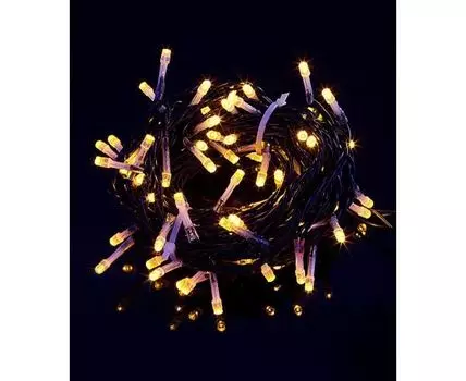 Комплект 3 Желтых Нити с Мерцанием Белого Диода по 20м, 600 LED, Провод Черный ПВХ, IP54