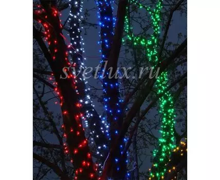 Комплект 5 Разноцветных Нитей по 20м, 1000 LED, Провод Черный ПВХ, IP54