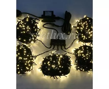 Комплект 5 Шампань Нитей по 20м, 900 LED, Провод Черный Силикон, IP65