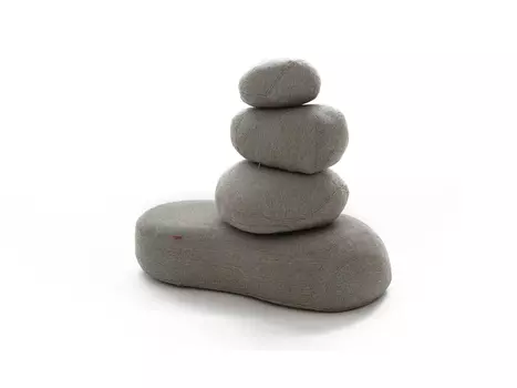 Комплект бескаркасных мягких пуфов и подушек-камней