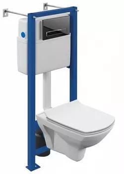 Комплект Cersanit CARINA XL CO DPL EO slim инсталляция VECTOR кнопка BLICK стекло черный