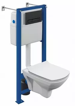 Комплект Cersanit CARINA XL CO DPL EO slim инсталляция VECTOR кнопка BLICK пластик черный матовый