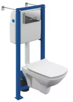 Комплект Cersanit CARINA XL CO DPL EO slim инсталляция VECTOR кнопка ACTIS пластик хром глянцевый