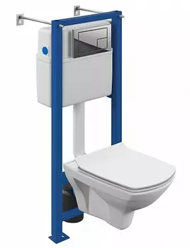 Комплект Cersanit CREA SQUARE CO DPL EO slim инсталляция LINK PRO кнопка ESTETICA пл. хром глянцевый