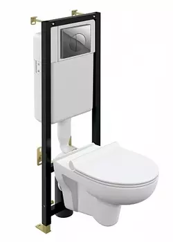 Комплект Cersanit NATURE CO DPL EO slim инсталляция BLACK кнопка LEON пластик хром глянцевый