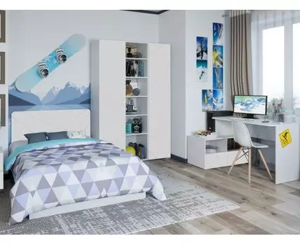 Комплект детской мебели Абрис (120х200 см, Прямые, Белый)