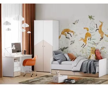 Комплект детской мебели Банни (90х200 см, Прямые, Белый)