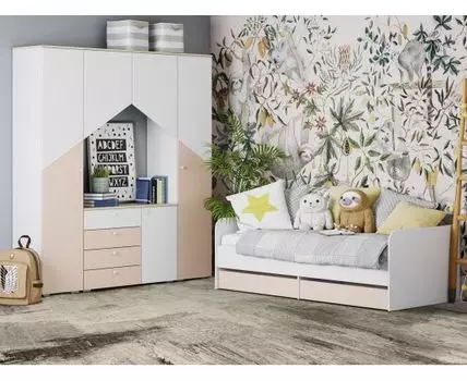 Комплект детской мебели Банни (90х200 см, Прямые, Белый)