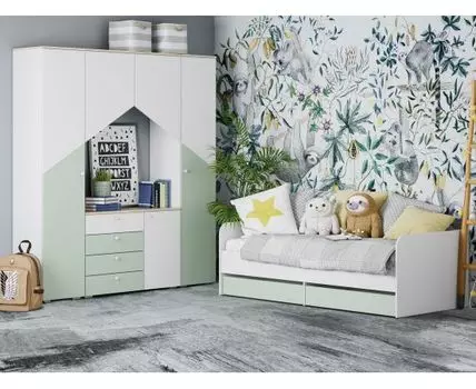 Комплект детской мебели Банни (90х200 см, Прямые, Белый)