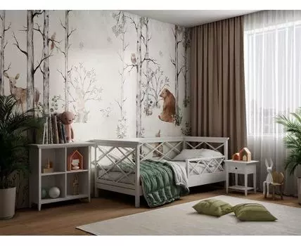 Комплект детской мебели Джуниор Массив Бука (90х200 см, Прямые, Белый)