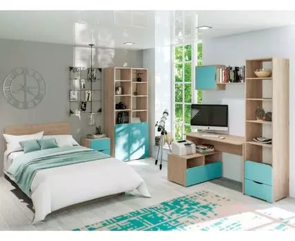 Комплект детской мебели Калейдоскоп (120х200 см, Прямые, Синий)