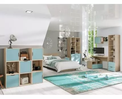 Комплект детской мебели Калейдоскоп (120х200 см, Прямые, Синий)