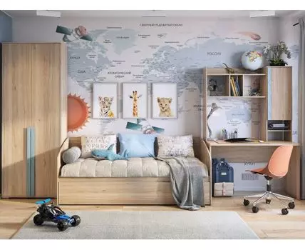 Комплект детской мебели Лайк (210, 97, 80х200 см, Для двоих, Синий, 404)