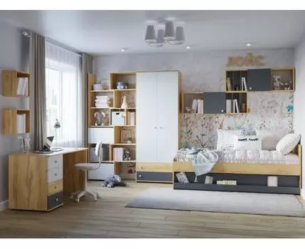 Комплект детской мебели Лойс (80х190 см, Для двоих, Белый)