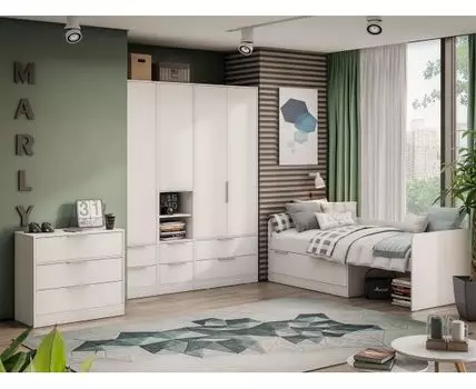 Комплект детской мебели Марли (80х200 см, Прямые, Белый)