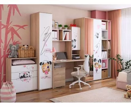 Комплект детской мебели Ренни (210, 60, Без доводчиков, Прямые, Белый, 365)