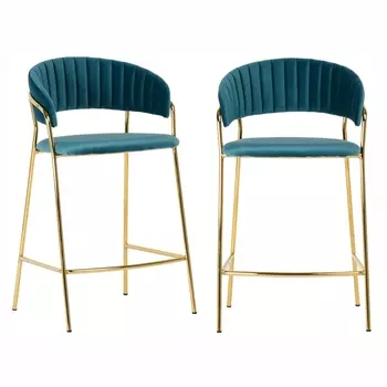 Комплект из 2-х стульев полубарных Turin бирюзовый с золотыми ножками