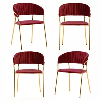 Комплект из 4-х стульев Turin винный с золотыми ножками