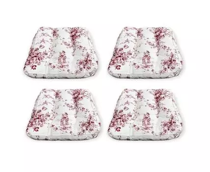 Комплект из 4х подушек-сидушек на стул Кантри клетка Жуи Бордо