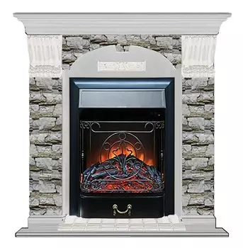 Комплект из электрокамина напольного и портала (106.5x36.5x98 см) Арочный Алтай Majestic BL АР000015