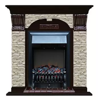 Комплект из электрокамина напольного и портала (106.5x36.5x98 см) Арочный ГО Fobos BL АР000041
