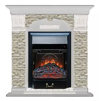 Комплект из электрокамина напольного и портала (106.5x36.5x98 см) Арочный ГО Majestic BL АР000055