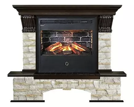 Комплект из электрокамина напольного и портала (125.5х42х111.5 см) Бостон 3D Алтай Samba 3DK00000002