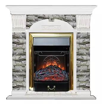 Комплект из электрокамина напольного и портала (106.5x36.5x98 см) Арочный Алтай Majestic BR АР000020